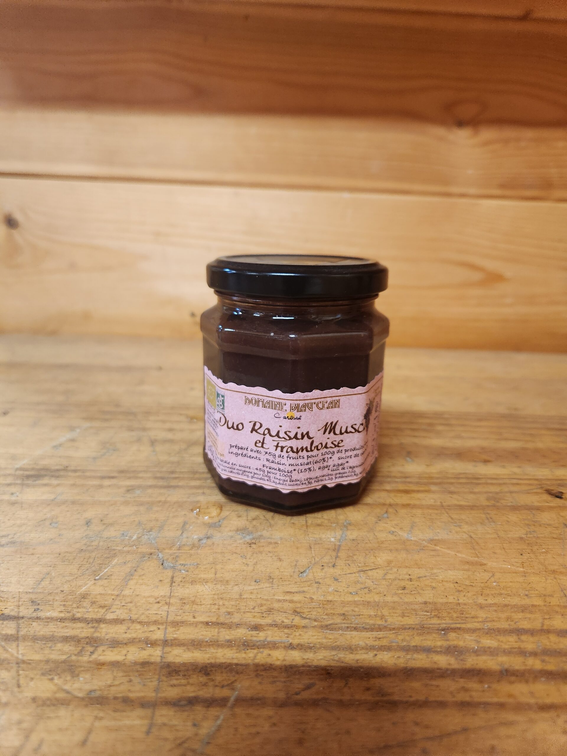 Confiture raisin muscat et framboise